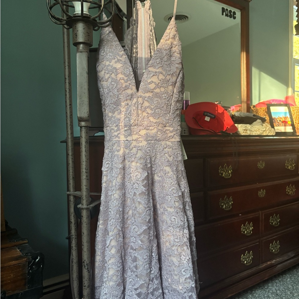 Macy's Lace Mini Dress in Lavender